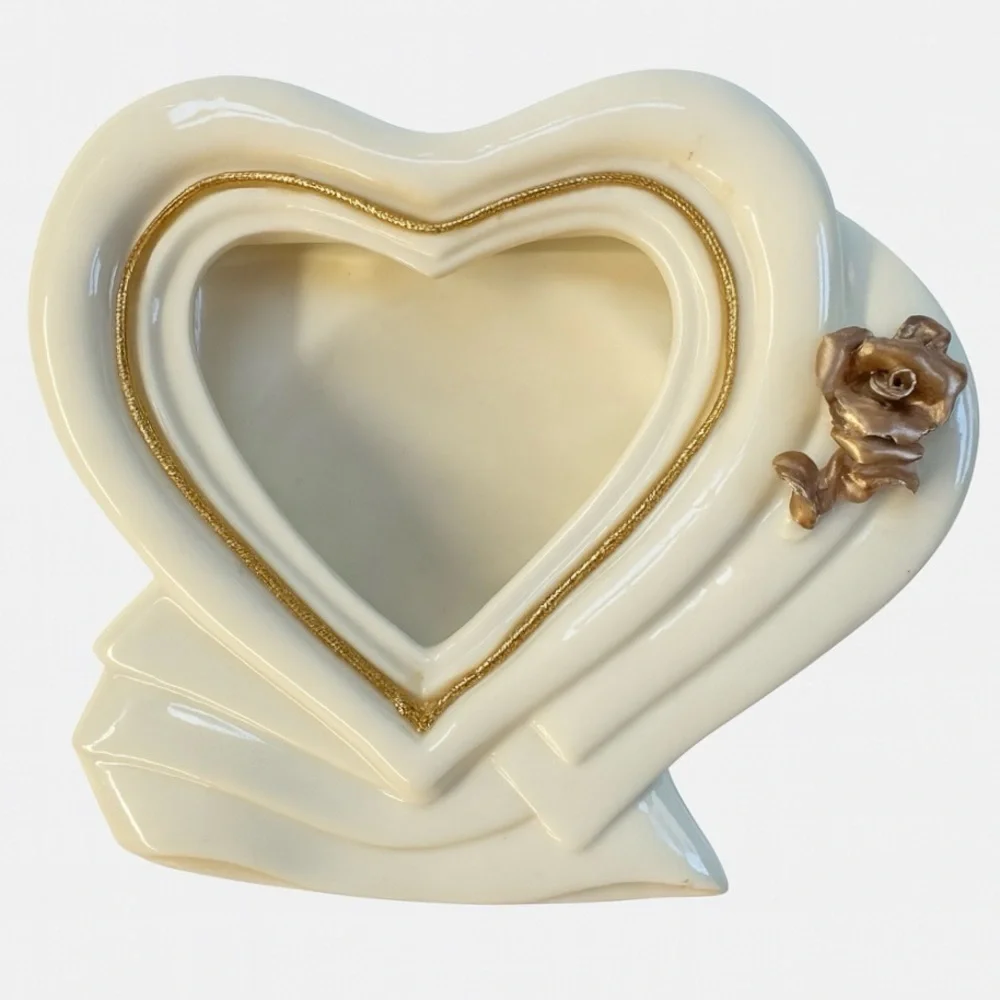 White Open Heart Porcelain Picture Frame
